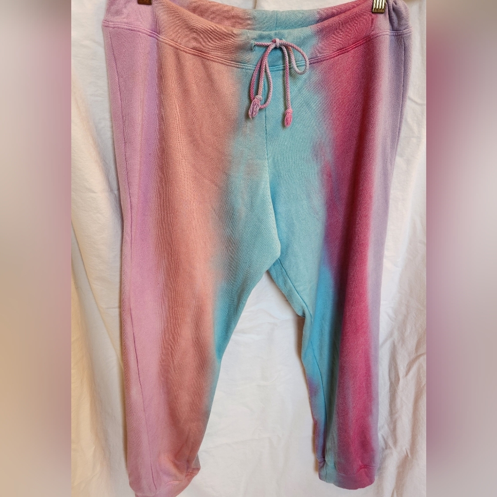 Johnny Was Pastel Tie-Dye Track Joggers in Pink, Blue and Purple